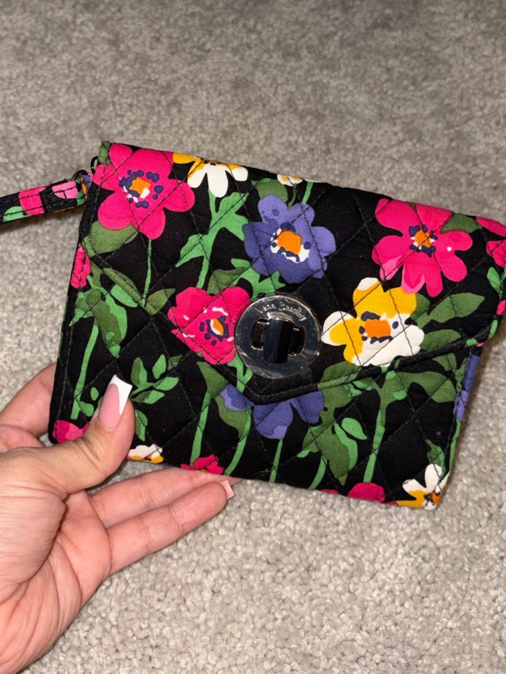 Vera Bradley Floral Quilted Wristlet Wallet - Black Multi